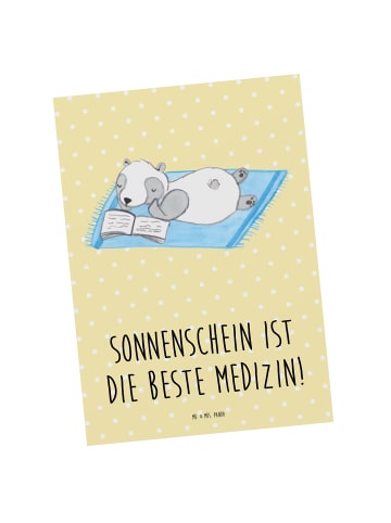 Mr. & Mrs. Panda Postkarte Sommer Sonnenschein mit Spruch in Gelb Pastell