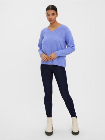 Vero Moda Strickpullover V-Ausschnitt Langarm Sweater VMCREWLEFILE in Lavendel