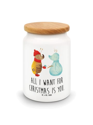 Mr. & Mrs. Panda behälter Nachtfalter Schneemann mit Spruch in Weiß