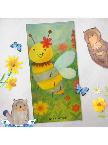 Mr. & Mrs. Panda Badehandtuch Biene Blume Design ohne Spruch in Weiß