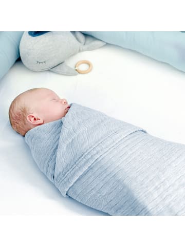 nordic coast company  Babydecke 4 in 1 groß in Hellblau - 90 x 120 cm 