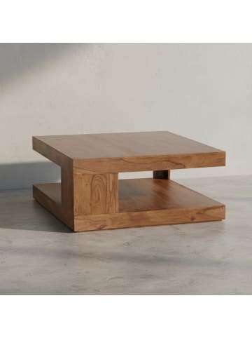 KADIMA DESIGN Sheesham Wohnzimmertisch Massiv, quadratisch, 90x90 cm, einzigartig