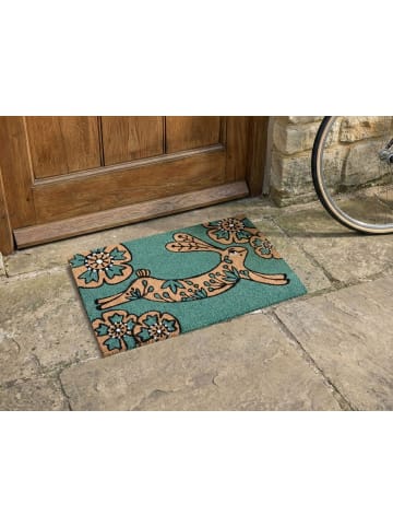 Beliani Fußmatte CLARK in Blau/Naturfarben - (W) 50 x (L) 80 cm