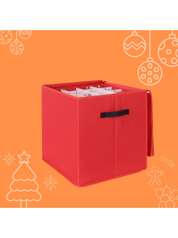 relaxdays Weihnachtskugel-Aufbewahrungsbox in Rot - (B)36,5 x (H)40 x (T)36,5 cm