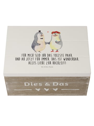 Mr. & Mrs. Panda Schatulle Hochzeit Pinguin mit Spruch in Weiß