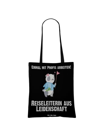 Mr. & Mrs. Panda Tragetasche Reiseleiterin Leidenschaft mit Spruch in Schwarz
