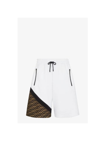 Fendi Diagonal Bermudashorts weiß mit Logoprint