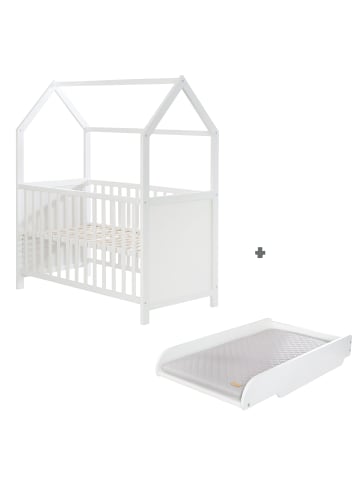 roba Hausbett & Wickelplatte Set - weiß