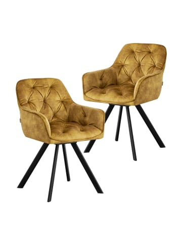 B&D Home 2er-Set: Drehstuhl DIETER in Gelb - (B)56 x (H)84 x (T)61 cm