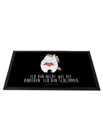 Mr. & Mrs. Panda Fußabtreter Einhorn Herz mit Spruch in Schwarz