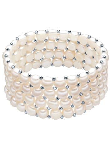 Valero Pearls Armband Sterling Silber Süßwasser-Zuchtperle weiß in weiß