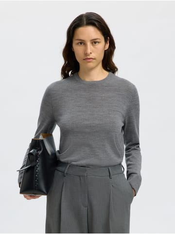 SELECTED FEMME Langarm Strickpullover in Medium Grey Melange