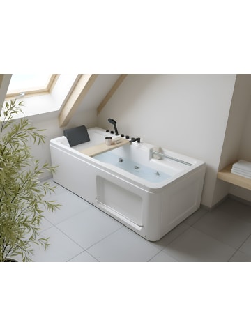 Beliani Whirlpool Badewannen CAMALU in Weiß/Schwarz/Braun