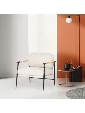 home24 Loungesessel KOCANUS in Creme / Schwarz