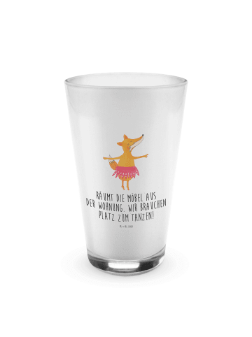Mr. & Mrs. Panda Latte Macchiato Glas Fuchs Ballerina mit Spruch in Transparent