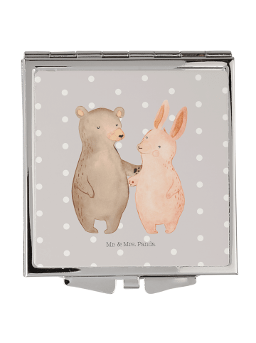 Mr. & Mrs. Panda Schminkspiegel Bär und Hase Umarmen ohne Spruch in Grau Pastell