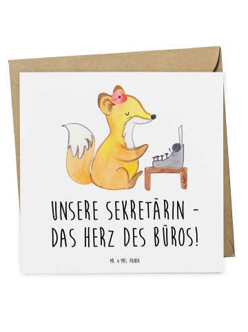 Mr. & Mrs. Panda Einladungskarte Sekretärin Herz mit Spruch in Weiß