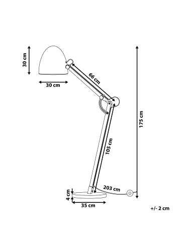 Beliani Stehleuchten HETTON in Weiß/Braun - (W) 35 x (H) 175 x (L) 35 cm