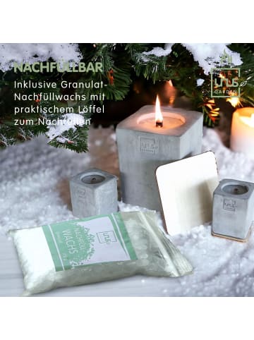 UNUS Outdoorkerze Kerzen quaderförmig 2er Set handgemacht in Grau