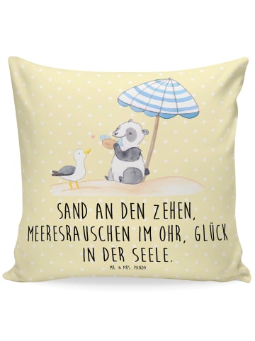 Mr. & Mrs. Panda Sofakissen Sommer Meer Glück mit Spruch in Gelb Pastell