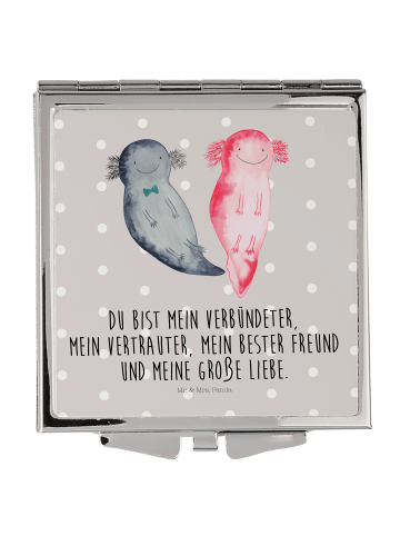 Mr. & Mrs. Panda Kleiner Spiegel Axolotl Freundin mit Spruch in Grau Pastell