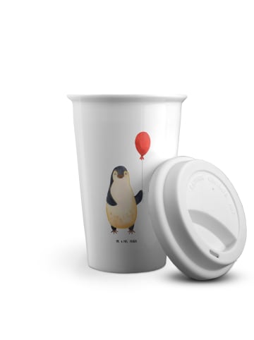 Mr. & Mrs. Panda Kaffeebecher To Go Pinguin Luftballon ohne Spruch in Weiß