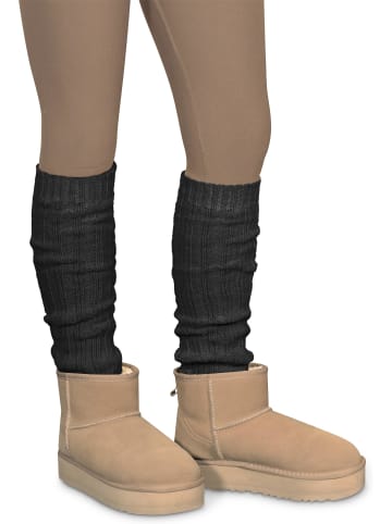 normani 2 Paar Strickstulpen mit wärmender Alpakawolle in Anthrazit/Wollweiß