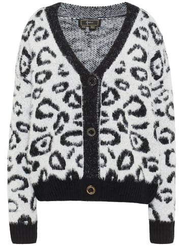 faina Damen Strickjacke in Wollweiss Schwarz