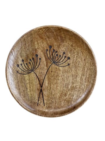 Chic Antique Platzteller TOURS mit Schnitzereien Mango Holz Dunkel 25 cm