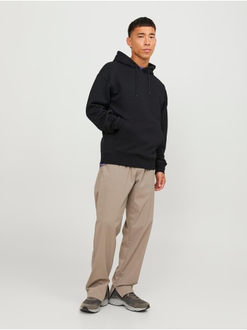 Jack & Jones Struktur Hoodie Kapuzen Pullover JCOBLACK in Schwarz