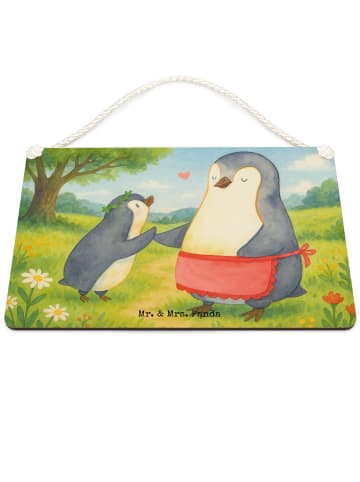Mr. & Mrs. Panda Schild Pinguin mit Kind Design ohne Spruch in Weiß