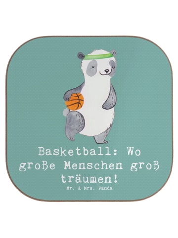 Mr. & Mrs. Panda Holz Untersetzer Basketball Träume mit Spruch in Meeresbrise