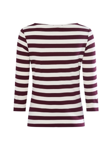 More & More Langarmshirt in bordeaux weiß - 0001