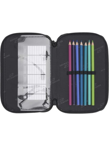 BECKMANN 3-Fächrige Federmappe Black in schwarz