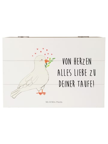 Mr. & Mrs. Panda Erinnerungskiste Taube Taufe mit Spruch in Weiß