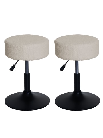 MCW 2er-Set Sitzhocker C22 Bouclé, Creme-weiß