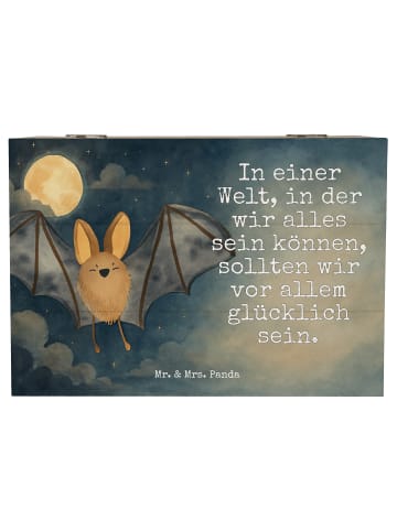 Mr. & Mrs. Panda Holzkiste Fledermaus Flügel Design mit Spruch in Weiß