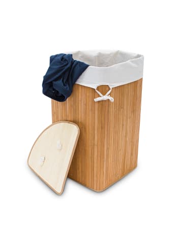 relaxdays 3 x Eckwäschekorb in Natur - (B)49,5 x (H)65 x (T)37 cm