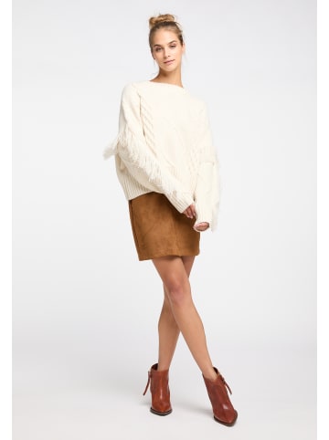 IZIA Damen Strickpullover in Wollweiss