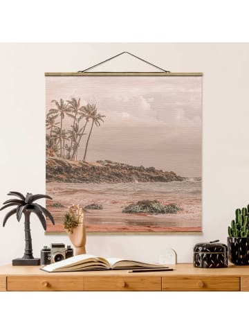 WALLART Stoffbild mit Posterleisten - Aloha Hawaii Strand in Creme-Beige