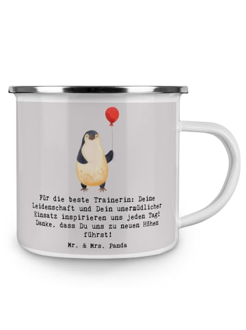 Mr. & Mrs. Panda blechbecher Turnen Trainerin mit Spruch in Grau Pastell