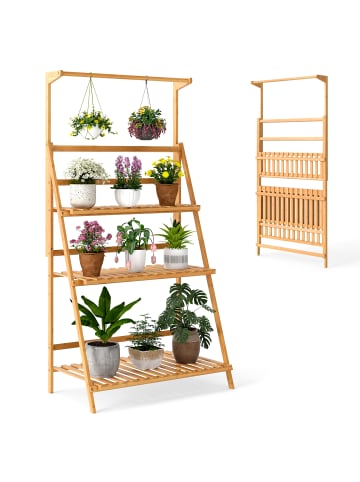 COSTWAY Pflanzenregal 3-Ebenen klappbar in Hellbraun