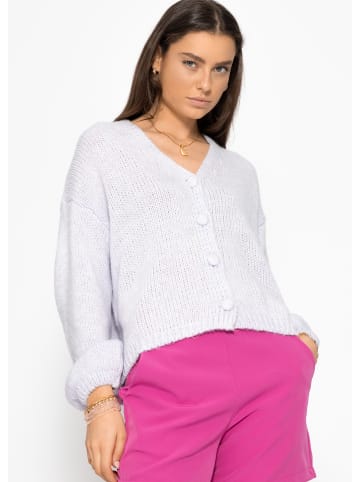 SASSYCLASSY Strickjacke mit V-Ausschnitt in Flieder