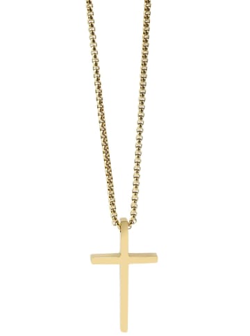 Adeliás Unisex Halskette mit Anhänger – Kreuz aus Edelstahl in gold