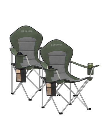 SONGMICS 2er-Set: Campingstuhl in Grün-Grau - (B)62 x (H)108 x (T)93 cm