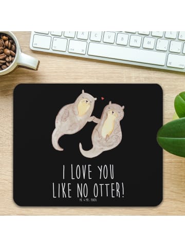 Mr. & Mrs. Panda Mousepad Otter Hände halten mit Spruch in Schwarz