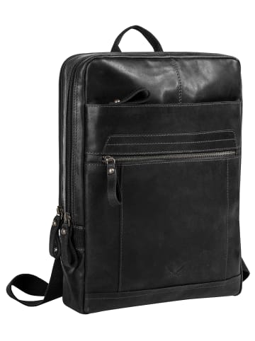 Sansibar Rucksack echt Leder in schwarz