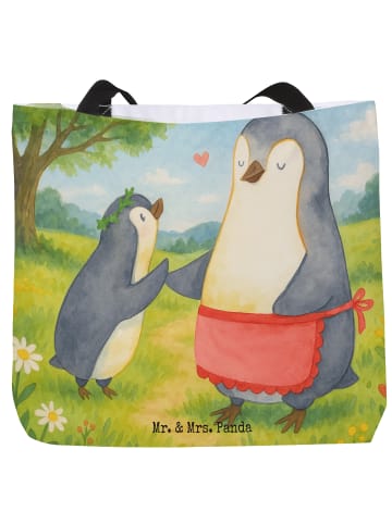 Mr. & Mrs. Panda Einkaufstasche Pinguin mit Kind Design ohne Spruch in Weiß