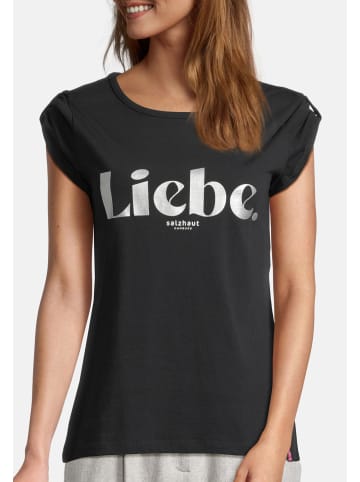 Salzhaut Rundhals T-Shirt für Damen in schwarz