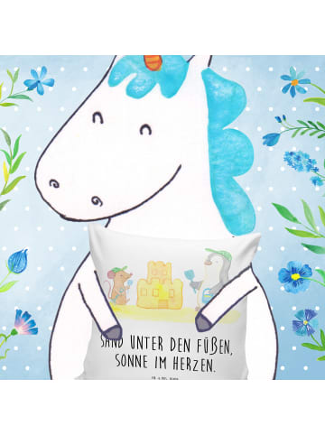 Mr. & Mrs. Panda kissen für sofa Sommer Meer Strand mit Spruch in Weiß